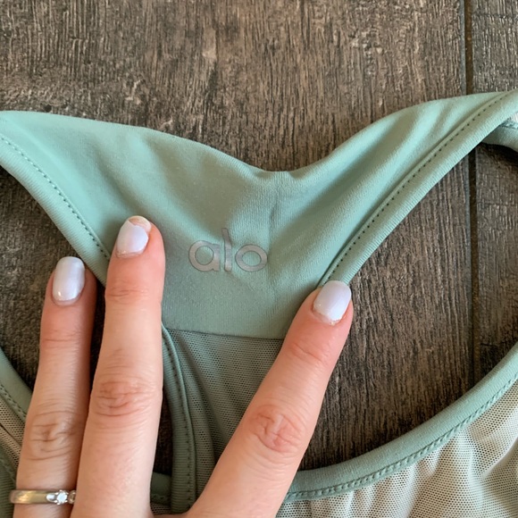 ALO Yoga Half Moon Sports Bra Sage Green - Picture 8 of 8